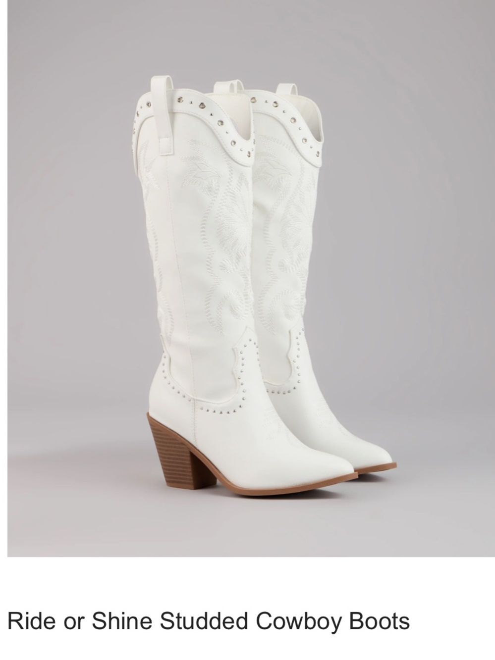 Ride or Shine Studded White Cowboy Boots - Women
